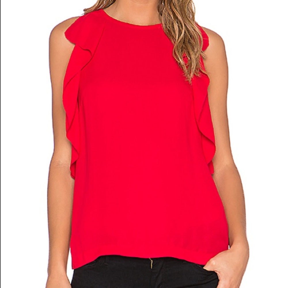 Kate Spade Pink Crepe Ruffle Tank